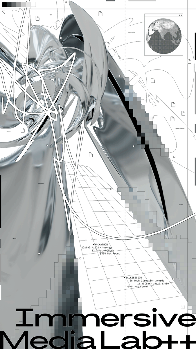 rkosw's tweet photo. >> Works

グローバルに活躍する次世代の3Dクリエイターを育成し輩出するプロジェクト"Immersive Media Lab++"のキービジュアルを担当しました

こちらのビジュアルは明日404 Not Foundで行われるイベントをはじめ､今後公開されるウェブサイト等様々な場所で展開予定です

I created the key visual for “Immersive Media Lab++”, a project dedicated to supporting and developing the next generation of 3D creators on a global scale.

This visual will be featured across various platforms, starting with the event taking place tomorrow at 404 Not Found, and later on the project’s upcoming website and other public releases.

Client - STYLY (@STYLY_XR)
Key Visual - Riki Osawa