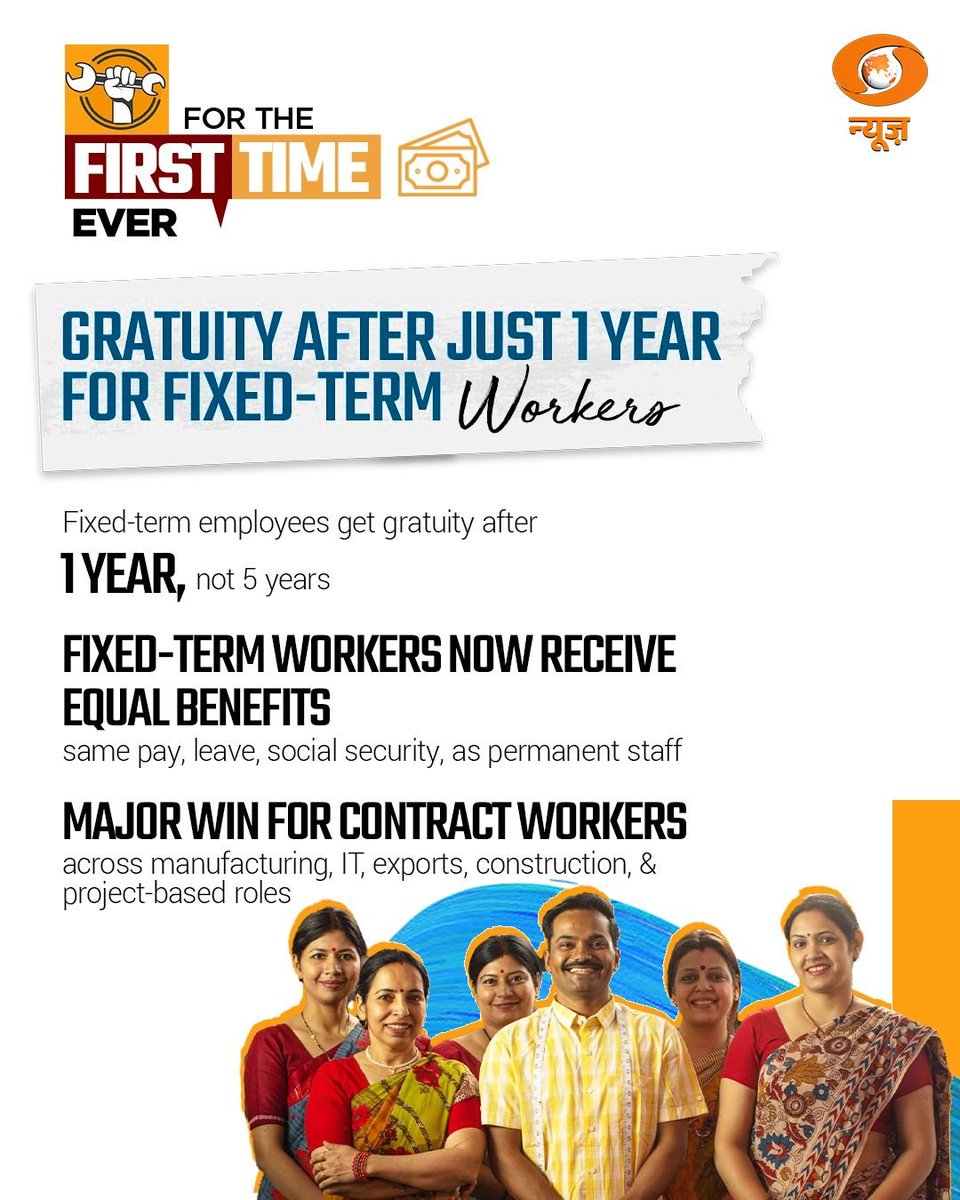 airnews_sbp's tweet image. ନୂଆ ଶ୍ରମ ଆଇନ ବଲେ ମାତ୍‌ର ଗୁଟେ ବଛ୍‌ରେ ଶ୍ରମିକମାନେ ଗ୍ରାଚୁଇଟି ପାଏବାର୍‌କେ ଯୋଗ୍ୟ ହେବେ ।
#ShramevJayate 
#newlabourcode