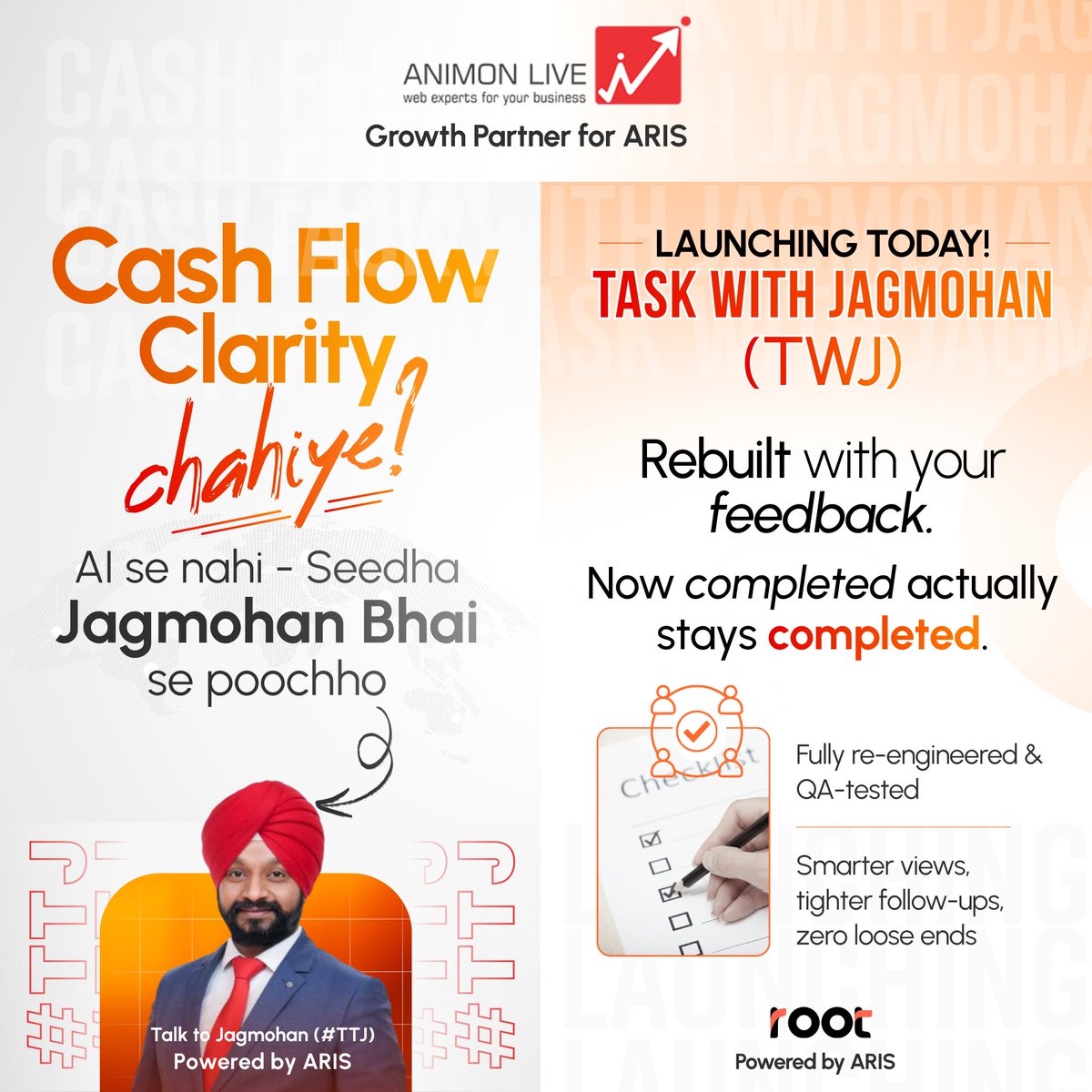 animon's tweet photo. Proud moment for Animon Live!

With ARIS, we launched:
• Talk to Jagmohan – India’s 1st cash-flow convo tool
• Task with Jagmohan – smart finance task manager

Press release👉 https://t.co/atArbRt0uT https://t.co/7fTvLxc3cG