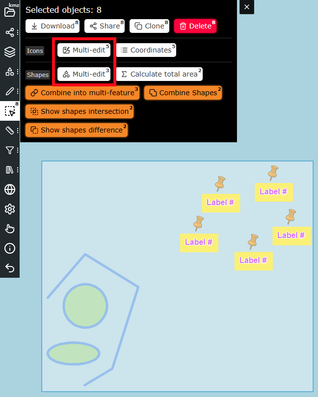 kmzmap's tweet image. Update on kmzmap.com

You can now edit multiple features at once. Select items on the layer page or in selection mode, then change their shapes, styles, text or icons.

#MultiEdit #EditMultiple #MapEditing #GIS