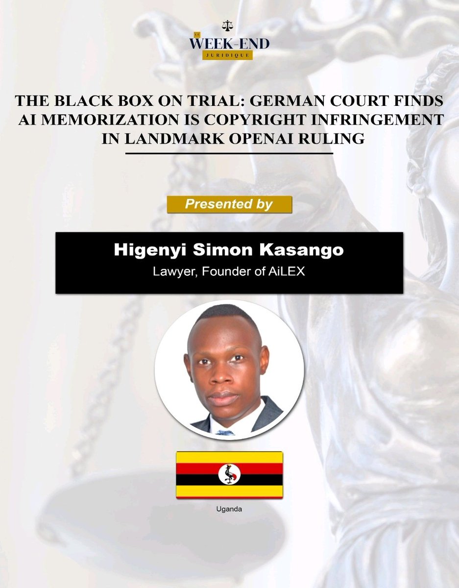 HigenyiSimonKas's tweet image. I’m excited to share my latest analysis on the case of GEMA v OpenAI redefining AI development and the  imposes liability on tech companies for training AI&apos;s on copyrighted data or material and reproduction of the same through memorization. linkedin.com/posts/higenyi-…
#Legaltech #AI