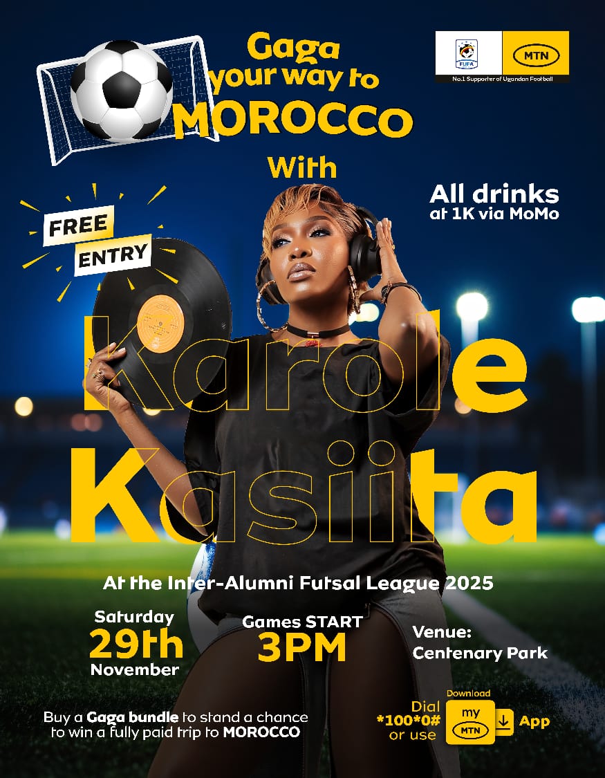It’s a BIG one today 🔥
<a href="/KaroleKasita/">karole kasita</a> will be shutting down the Inter - Alumni Futsal League at Centenary Park! Gates open at 3PM. 
 Proudly sponsored by <a href="/mtnug/">MTN Uganda</a>

  We are honoured to be part of this experience!