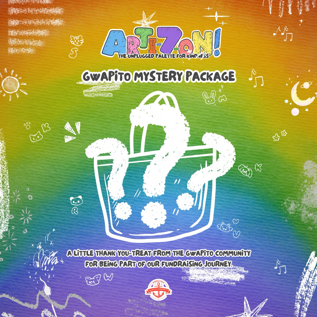 Something special awaits at tomorrow’s fundraising event…

A little mystery package from the Gwapito community as our quiet way of saying thank you 🎁✨

See you anchors! 

BEYOND HORI7ON

#ARTI7ONUnplugged
#HORI7ONCanvasOfKindness
#HORI7ONHeartsTogether
#HORI7ON