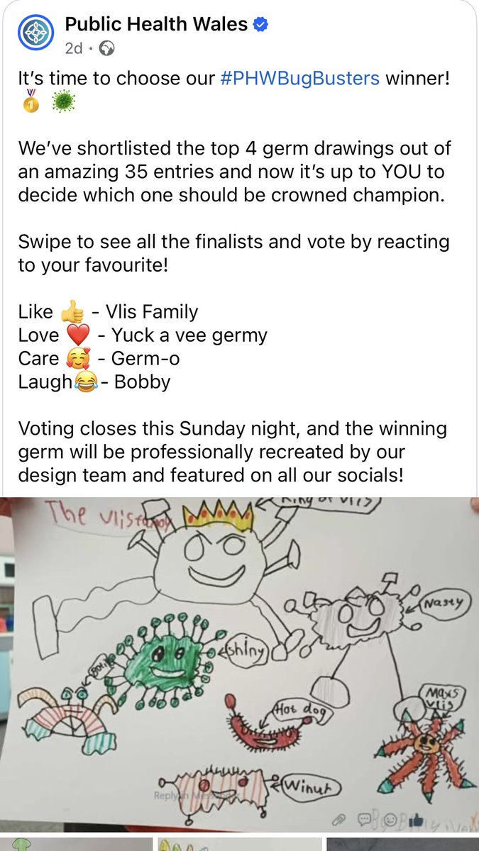 Good old <a href="/PublicHealthW/">Public Health Wales</a> putting the fun into IPC. 
A kids competition to draw a virus &amp; give it a funny name! Shame they’re not educating them that most germs &amp; bugs aren’t washed away with a bit of soap &amp; water.  
Surprised they’re not asking the kids to sing Happy Birthday
