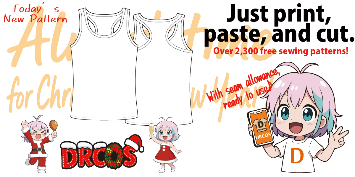 drcos_com's tweet image. 🎄 Today’s new Free English Paper Pattern!

👕 Tank Top 2
📏 A4 size (Cm)
🧵 Simple sleeveless top — great for Christmas cosplay or layering!
Easy for beginners.

🔗 dr-cos.info/fp-tanktop2.ht…
#ChristmasCostume #SewingPatterns #FreePattern #CosplayCostume