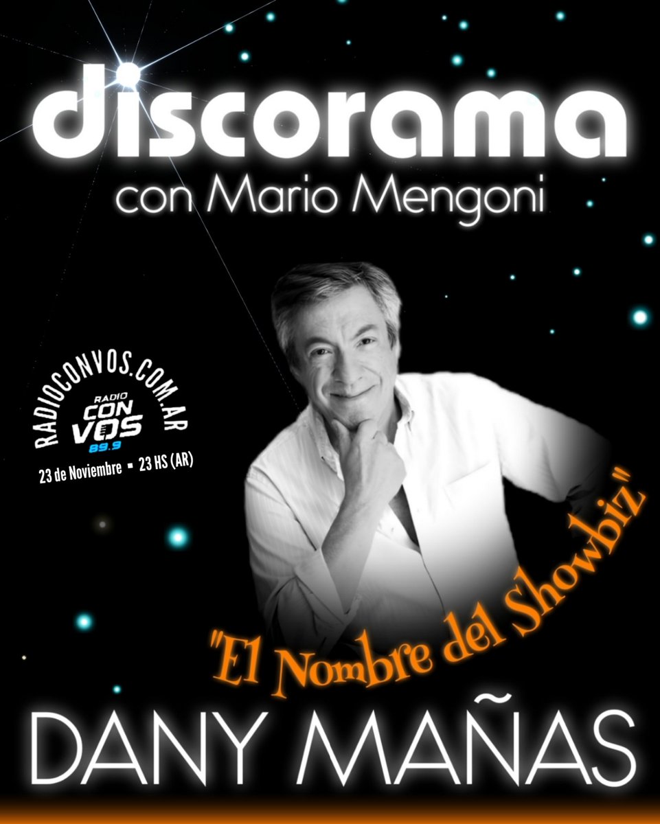 🎙️✨ Hoy Discorama se viste de glamour absoluto:
📸 Porque llega al estudio Dany Mañas,
el hombre que estuvo detrás —y al lado— de las figuras más grandes del espectáculo argentino e internacional.
🎖 Productor, autor, representante, creador de éxitos…
testigo privilegiado de