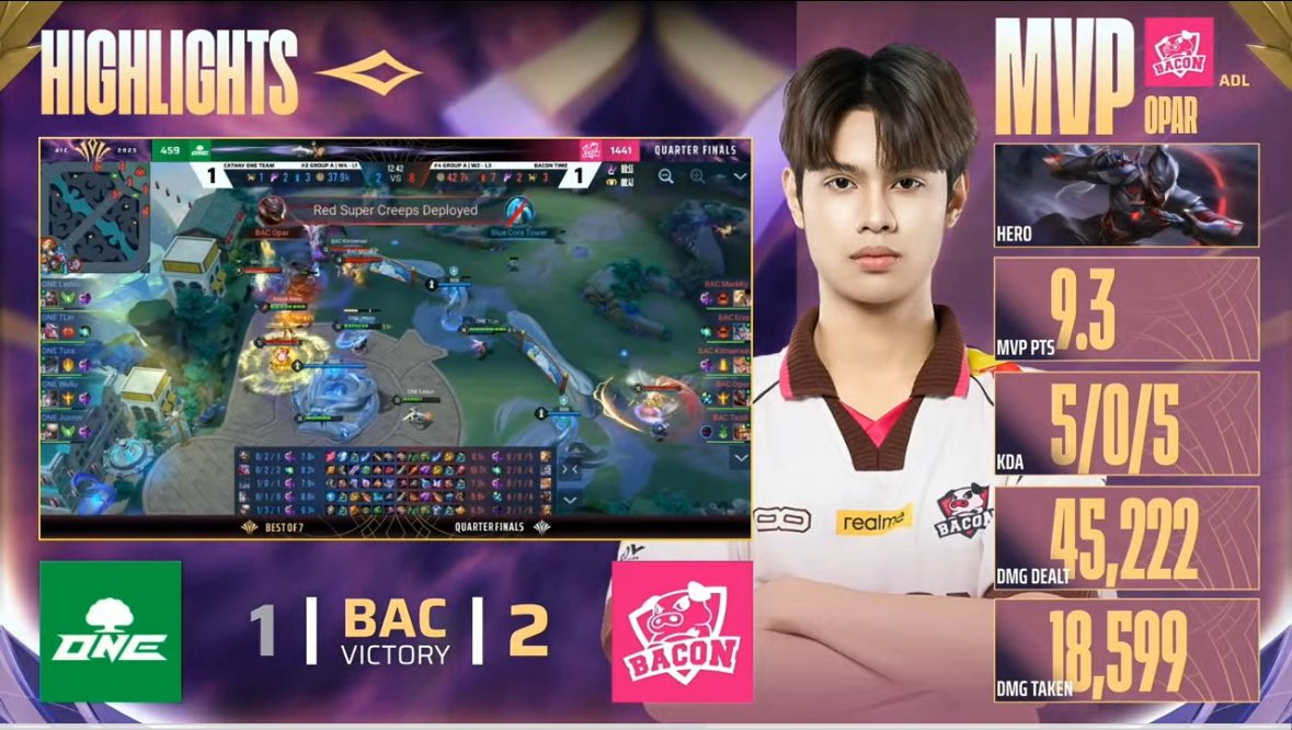 MVP เกมที่ 3 👑 ฮายาเตะของ #BaconOpar หลานเบค สกอร์ 5/0/5 🥷

#Kimsenseiชอบกินแตงโม #AIC2025 #BACdiwa