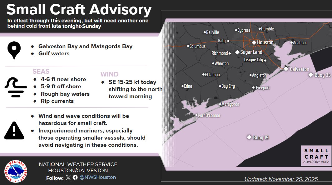 NWSHouston's tweet image. Look for some scattered showers/storms this afternoon...increasing in areal coverage tonight ahead of a cold front. Some storms could become strong. Hazardous marine conditions expected all weekend with elevated winds/seas.