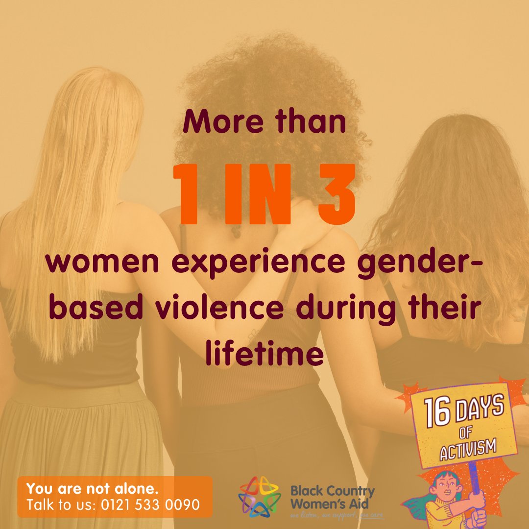 BCWomensAid's tweet image. And less than 40% of women who experience violence seek help of any sort.

Gender-based violence is a crisis. There is #NoExcuse for violence against women and girls.

If you need support, we’re here for you:
📞 Call us: 0121 553 0090
🌐 Visit: blackcountrywomensaid.co.uk