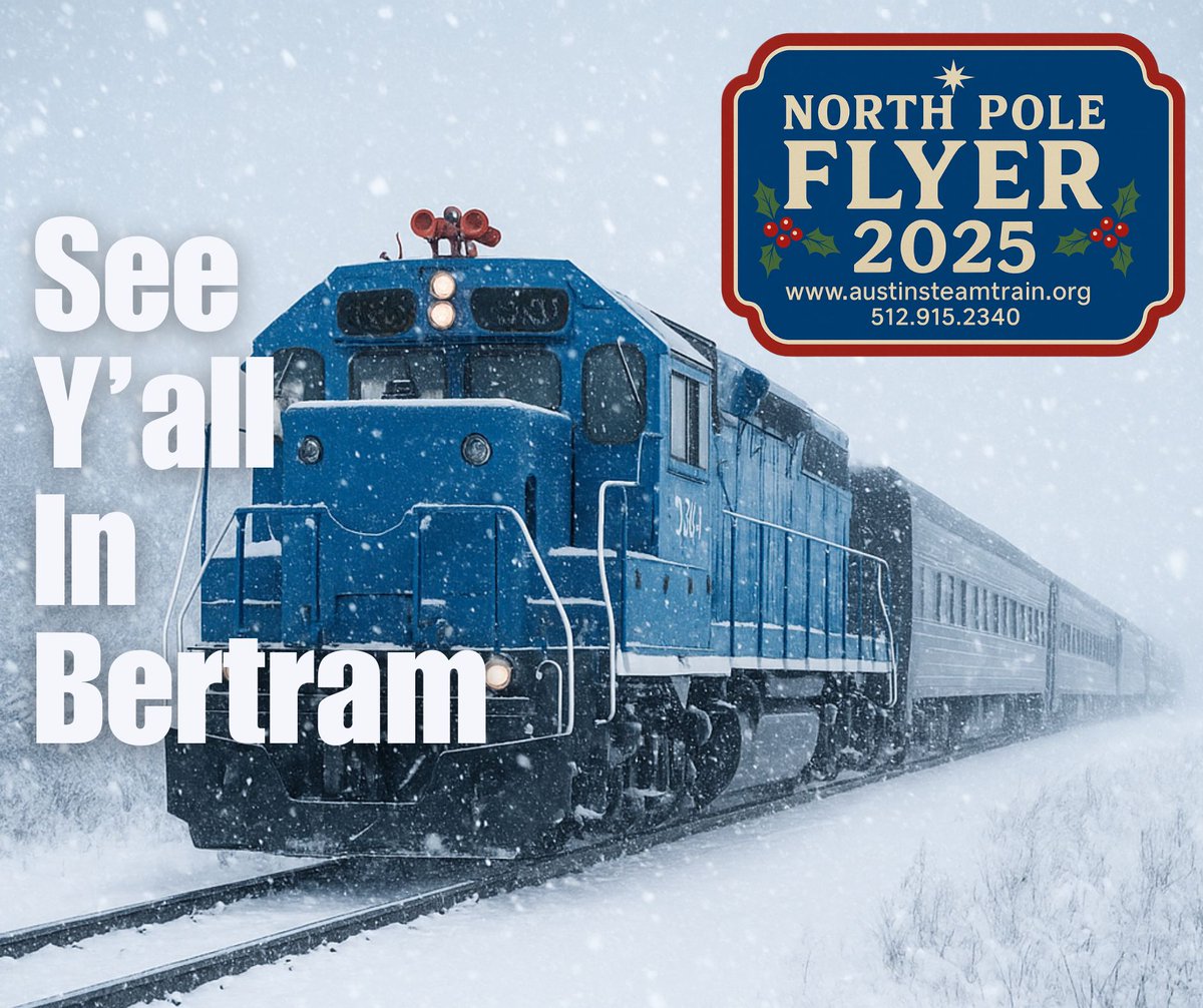 Heading to the North Pole Flyer? Before the magic begins, save our directions to the Bertram Depot so you don’t miss the train!

austinsteamtrain.org/about-asta/dir…