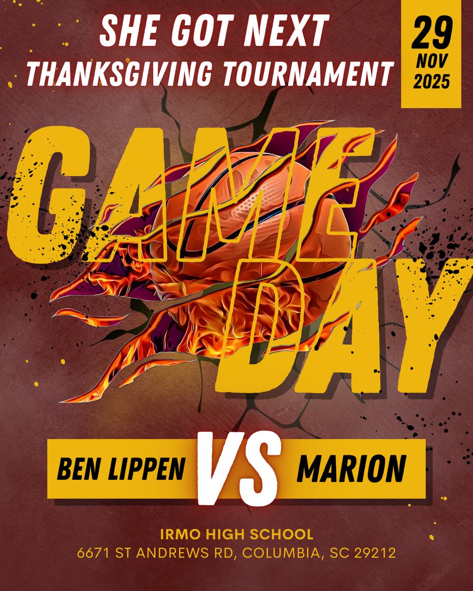 Another one on the road 🦊💛
📍Irmo High School 
⌚️ 10:30am 
 🆚Ben Lippen 
🦃 She Got Next Thanksgiving Classic <a href="/a1hoopsreport/">A1 HOOPS REPORT</a> #Believe