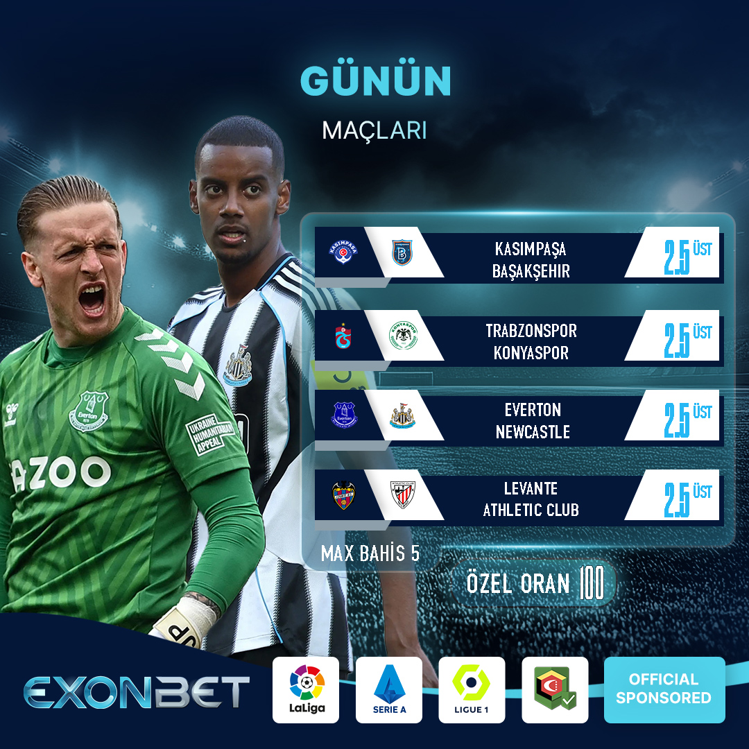 🔥 GÜNÜN MAÇLARI – ÖZEL ORAN 100 🔥

⚽️ Kasımpaşa – Başakşehir → 2.5 ÜST
⚽️ Trabzonspor – Konyaspor → 2.5 ÜST
⚽️ Everton – Newcastle → 2.5 ÜST
⚽️ Levante – Athletic Club → 2.5 ÜST

🎯 Max Bahis: 5
⚡ Tek kuponda yüksek oran fırsatı!
👉 Güncel giriş: cutt.ly/exongir