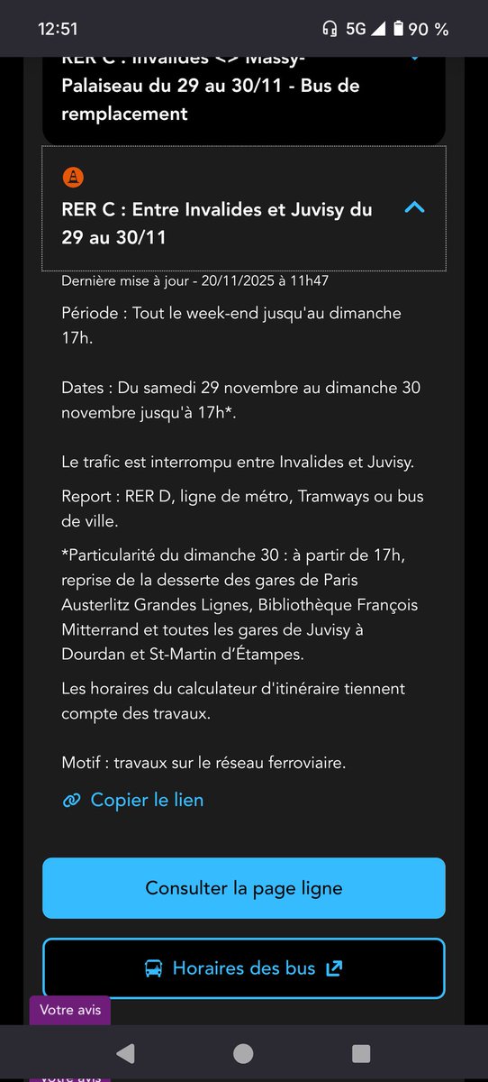 Ok en fait c'est cet encart là.
Sauf que "le calculateur d'itinéraire tient compte des travaux" MON CUL OUI. Il en a pas tenu compte quand j'ai vérifié mon itinéraire y'a deux jours pour ce weekend...
Le site transilien est mal branlé, les voyageurs sont mal informés.