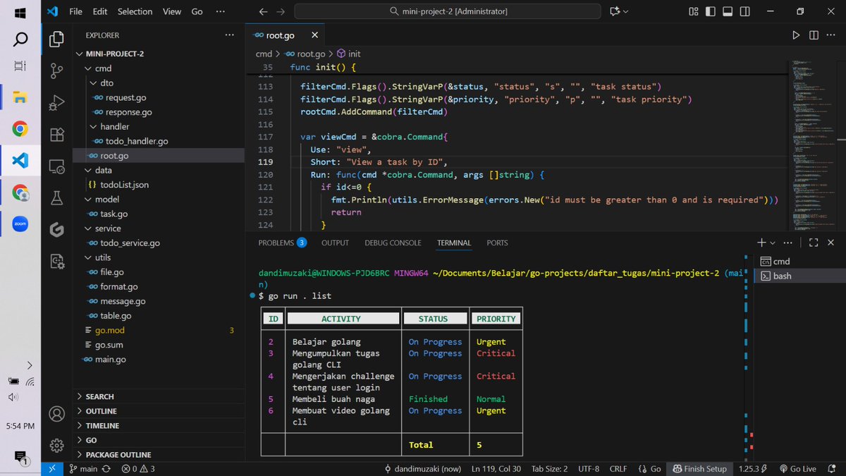 DandiExplore's tweet image. Day 88/100 #100DaysOfCode

I got a task to build a CLI program using golang. I used tablewriter package to customize the table styles. I also used cobra package to customize CLI commands