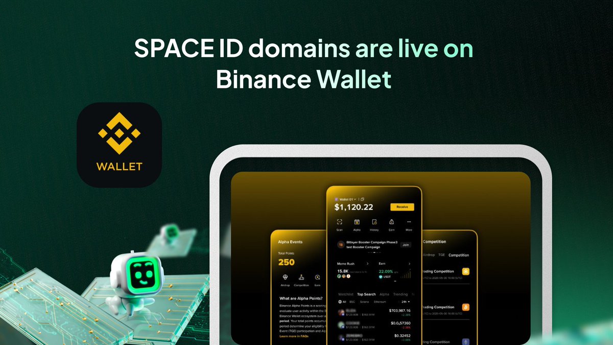 SPACEID's tweet image. SPACE ID domains are supported by @BinanceWallet (for those who forgot)

The world&apos;s largest chain and exchange, integrated with the multichain naming layer.

Validation at scale 😎