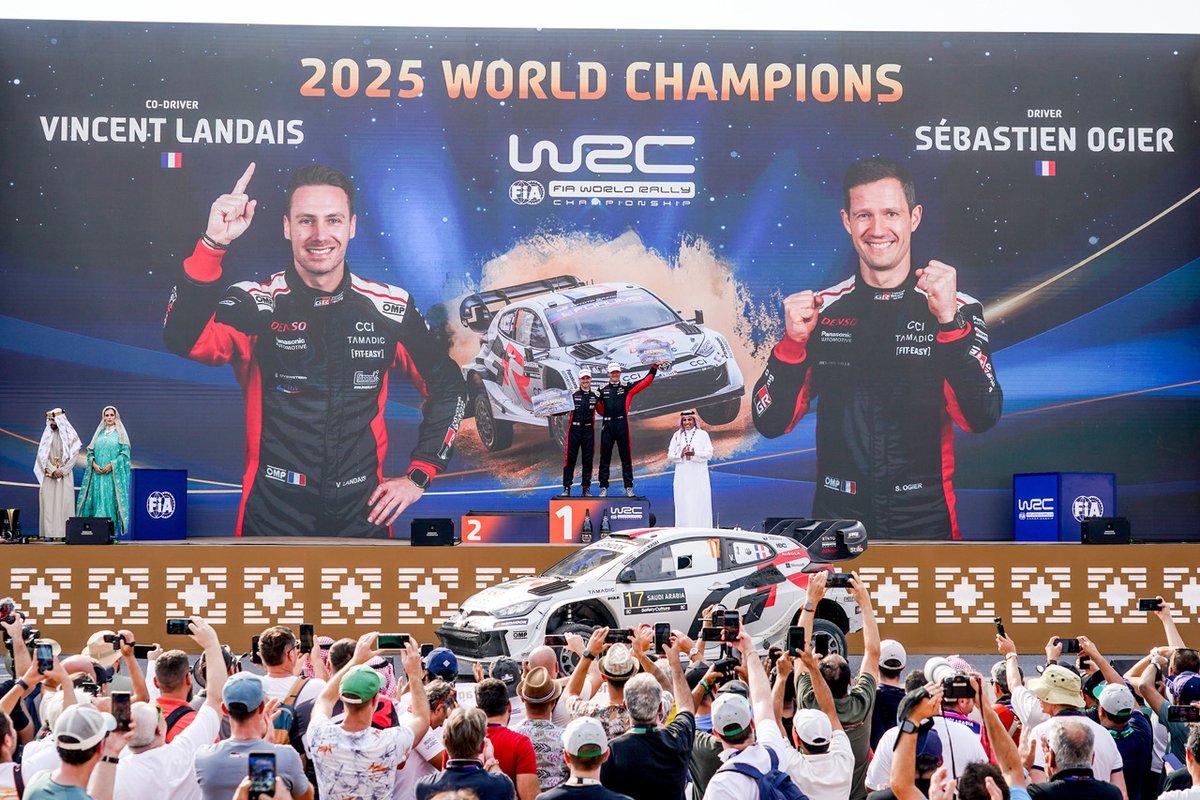 OfficialWRC's tweet image. Together at the top 🏆

#WRC | #RallySaudiArabia 🇸🇦