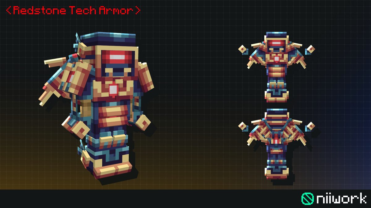 niiwork's tweet photo. A blend of technology and Japanese style. ⚡

Complex mechanisms, bright accents, and thoughtful protection make this set truly unique.

#blockbench #minecraft #pixelart #gamedev https://t.co/0eIBsARNCB