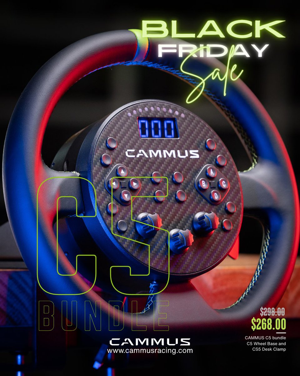 LAST CHANCE — Cammus C5 DD Wheel + CS5 Desk Clamp Bundle ⚡️ Black Friday 2025 Ends Soon!
⏳ Sale ends Nov 30, 2025 — Grab yours before it’s gone. Shop now at cammus.com
#BlackFriday2025 #LastChanceDeal #SimRacing #SimRacer #Cammus #SimRacingDeals #DirectDriveWheel