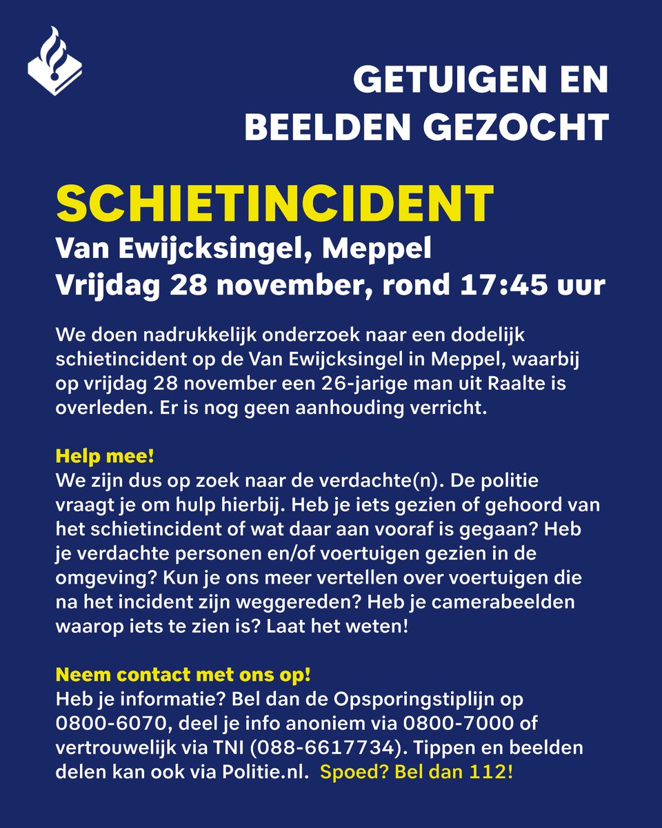 Onderzoek naar dodelijk schietincident in Meppel
