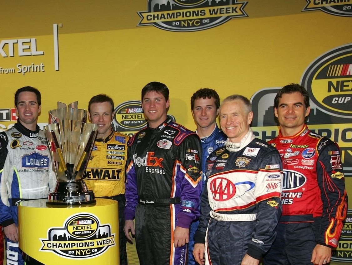 November 29, 2006: Jeff Gordon, Mark Martin, Kasey Kahne, Denny Hamlin, Matt Kenseth, and Jimmie Johnson during Champions Week in New York City. The drivers participated in a parade and fan events in Midtown as a prelude to the #NASCAR awards banquet. To think what we had...