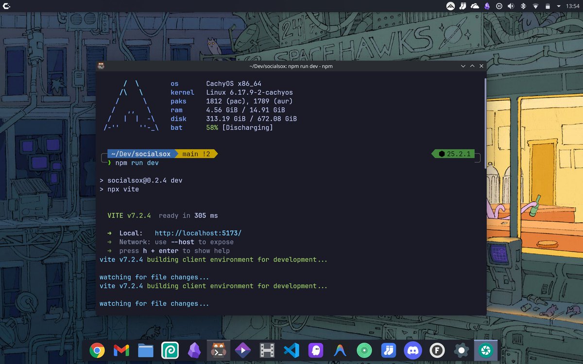 BarrenCode's tweet image. Nothing beats the buttery-smooth bliss of a minimal Linux laptop for #DevX.
Instant “I’m home” vibes every boot 🐧✨
(Main rig still Windows for my legacy bullshit though)
#Linux #CachyOS #KDE #KittyTerminal