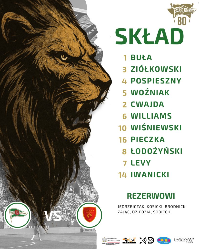 Skład naszej drużyny U19 na dzisiejszy mecz Centralnej Ligi Juniorów!