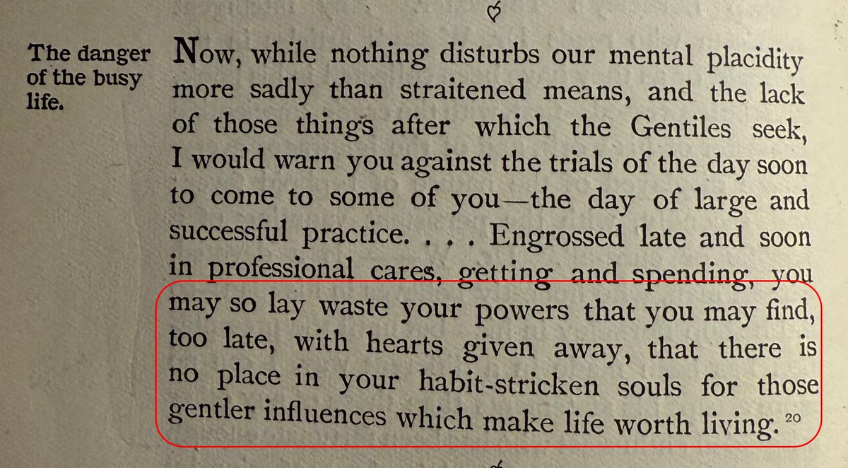 More than 100 years ago, William Osler (the 'Father of Medicine') warned us about the danger of having a busy and successful practice.

Though the term 'burnout' was unknown at the time, essentially this is what he was talking about.

A short 🧵 
(1/ )