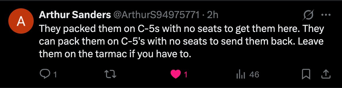 nogood_apples's tweet image. I explained this to @realDonaldTrump and @StephenM before this @POTUS was reelected. 850 fit in a C-5 Galaxy. 20,000 can be flown every day to the massive military base we have in Honduras. Push them out the gate and they are no longer our problem.
@IngrahamAngle @Bannons_WarRoom