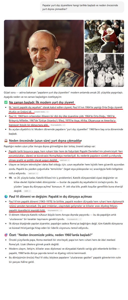 Palavralara inanmaya meyilli, ADD'yi tarih kurumu veya otoritesi zanneden kemalist tayfaya konu daha açık nasıl anlatılır!

Papaların ilk resmi yurt dışı ziyareti 1964 yılında bașlamıș.