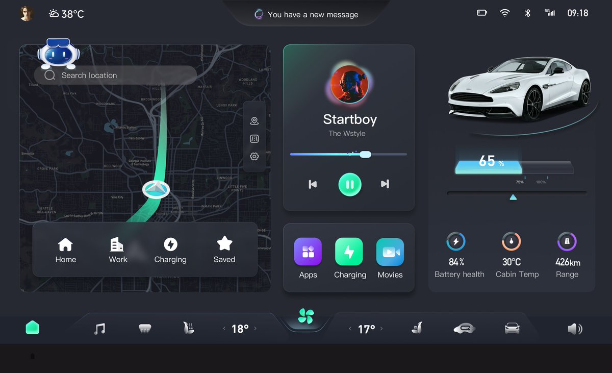 gegege751's tweet image. Electric Future. ⚡️

Concept exploration for Smart Cockpit HMI. Dark mode aesthetics with vibrant gradients.
#UI #VisualDesign #Cyberpunk #Automotive #Interface
