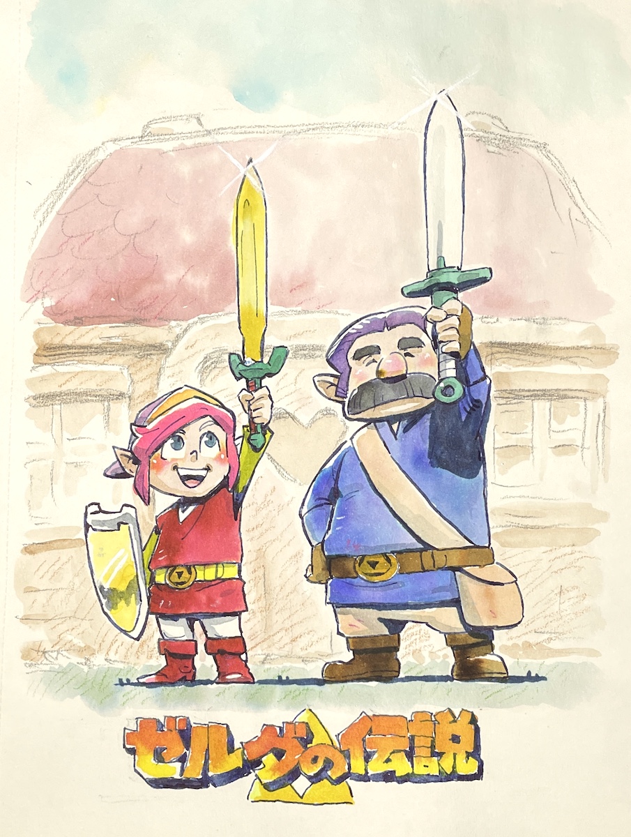 こないだ描いたCMの絵繋がりで....
最近色々神トラ動画を見てました

歴代ゼルダのエンディングで自分の中で
神トラのエンディングが一番好きでした
....今はティアキンとかもグイグイ来てますが（笑）

#ゼルダの伝説　#LegendOfZelda