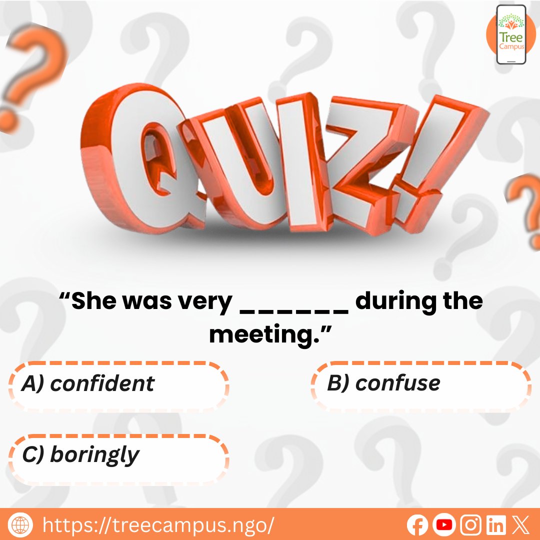 Treecampus1's tweet image. Test your English skills with today’s Treecampus quiz!

📲 Download the Treecampus App today and learn English FREE!
👉 linktr.ee/Treecampus_Aca…
👉 play.google.com/store/apps/det…

#treecampus #quiztime #englishquiz #englishgrammar #LearnEnglish