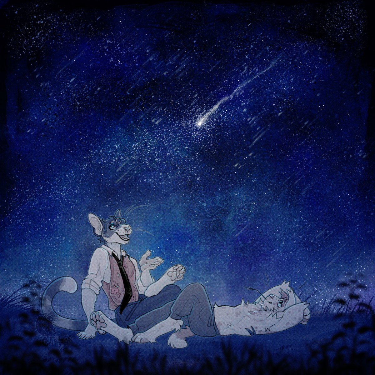 it’s like i’ve always known you
a gravitational pull, made of matter
and celestial dew 

// collab between myself and <a href="/EzEzilyn/">🔞 Ezilyn // 🏳️‍⚧️ 🦈</a> of raymond (left) and jonah(right) <3