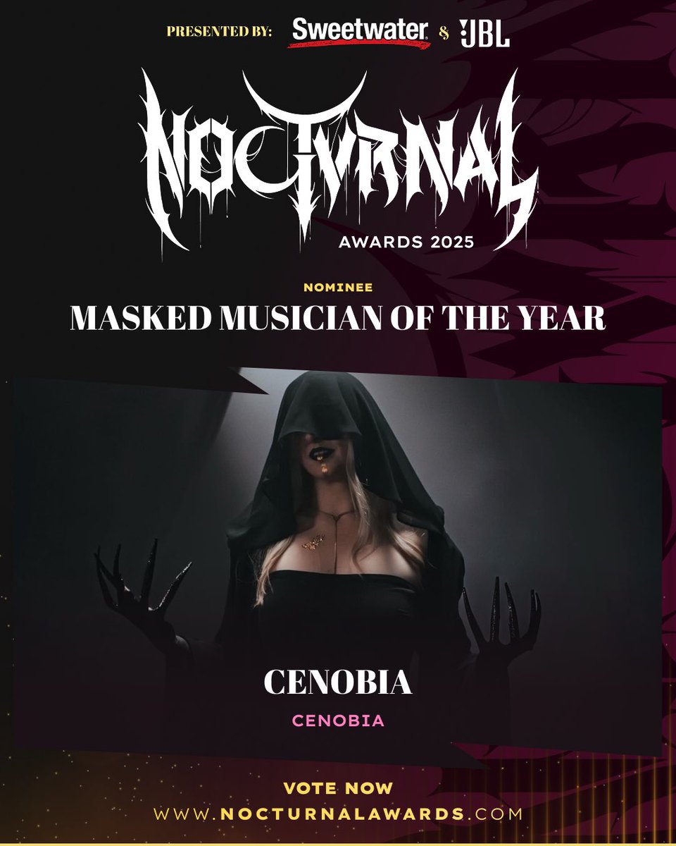 An honour beyond her comprehension… she has been nominated for Masked Musician of the Year. 
She does not deserve to stand amongst such royalty, but she is eternally grateful. 

#cenobia