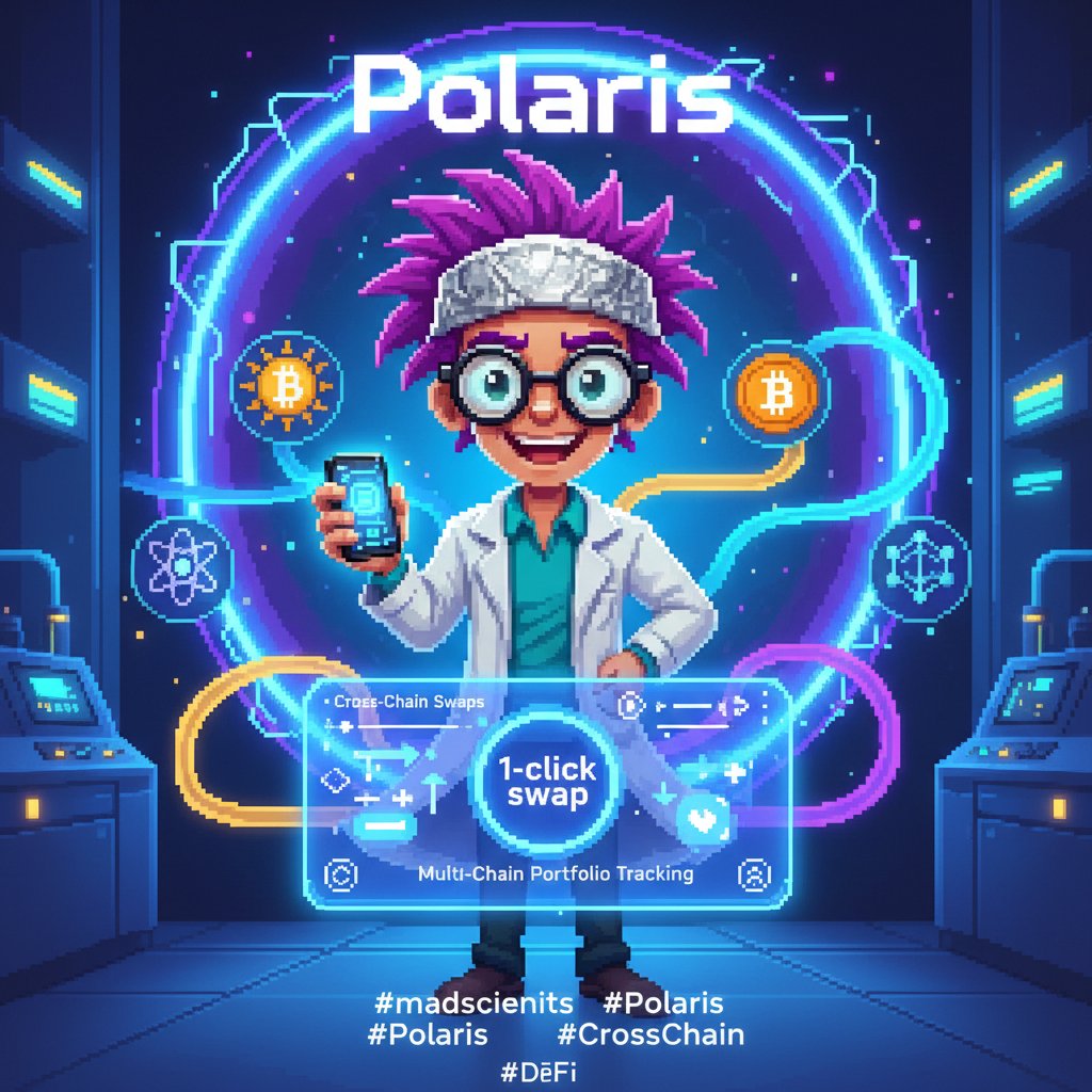 link_31_'s tweet image. What is the best token trading portal? @madscientists_x know😎 It&apos;s @polaris_app! Bring your own wallet, 1-click cross-chain swaps across Solana/BTC/Cosmos/EVM, multi-chain portfolio tracking. No bridges, no hassle - just pure DeFi magic. #madscientists #Polaris #DeFi #CrossChain