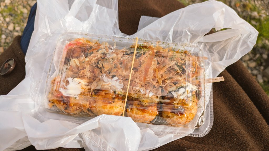 たこ焼きこうちゃん」でタコ焼きとたいやきを買って(目的はこれでした