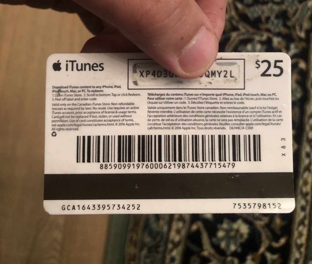 اون روزی که این گیفت کارت اپل خریده شد، حدودا ۳۰ هزار تومن بود
الان حدودا ۳ میلیون تومن.