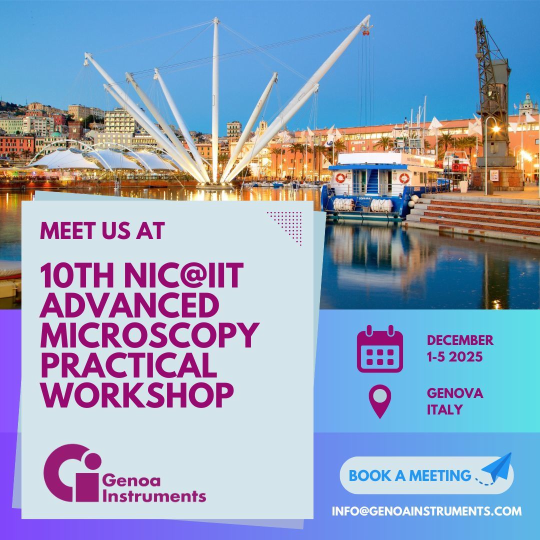 🔬 Genoa Instruments at the 10th NIC@IIT Advanced Microscopy practical workshop in Genoa!

We are getting ready for the workshop (December 1- 5, 2025) at the Nikon Imaging Center at Istituto Italiano di Tecnologia (IIT). We are excited to be there with our new PRISM-Addon system!