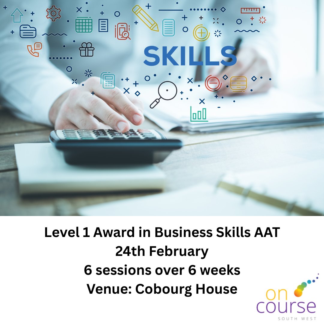 OnCourseSW's tweet image. Our Level 1 Award in Business Skills (AAT) is launching in 2026! 

This introductory qualification gives you the essential skills and confidence to apply numbers in a business setting and thrive in a professional environment.

👉ow.ly/nieG50Xy0qr

#BusinessSkills #Plymouth