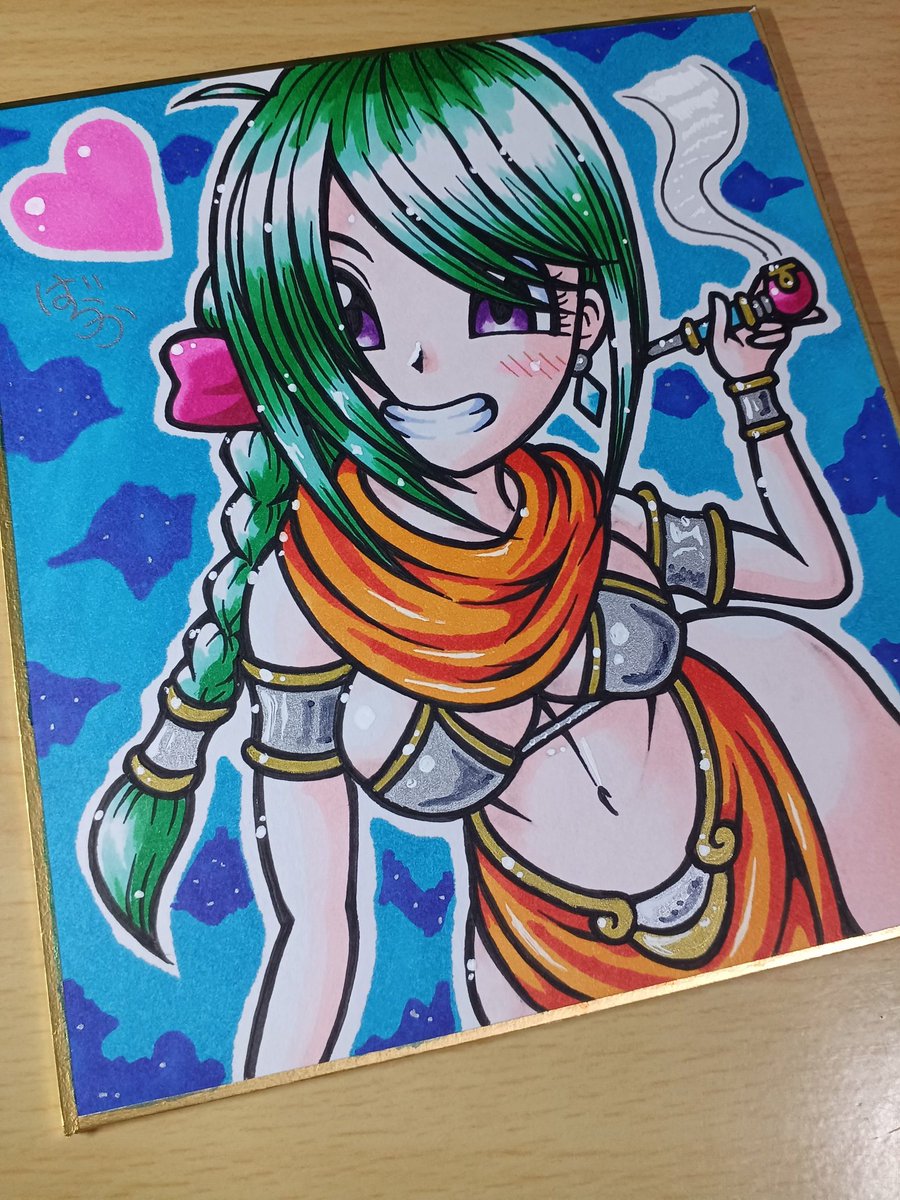 ミニ色紙に酒場のお姉さんを描きました(^o^) #イラスト #Illustrator