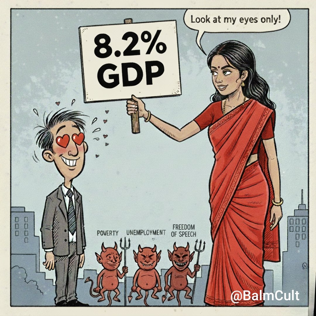 BalmCult's tweet photo. #IndiaGDP 8.2% GDP #IMF #data #economy #Indian #cartoon #editorial #India #Growth https://t.co/n9TwpwxXx7