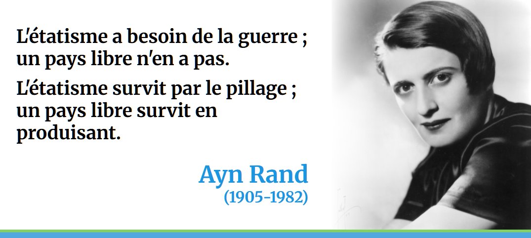 CitaroCapacityL's tweet image. "L'étatisme a besoin de la guerre ; un pays libre n'en a pas.
L'étatisme survit par le pillage ; un pays libre survit en produisant."
Ayn #Rand