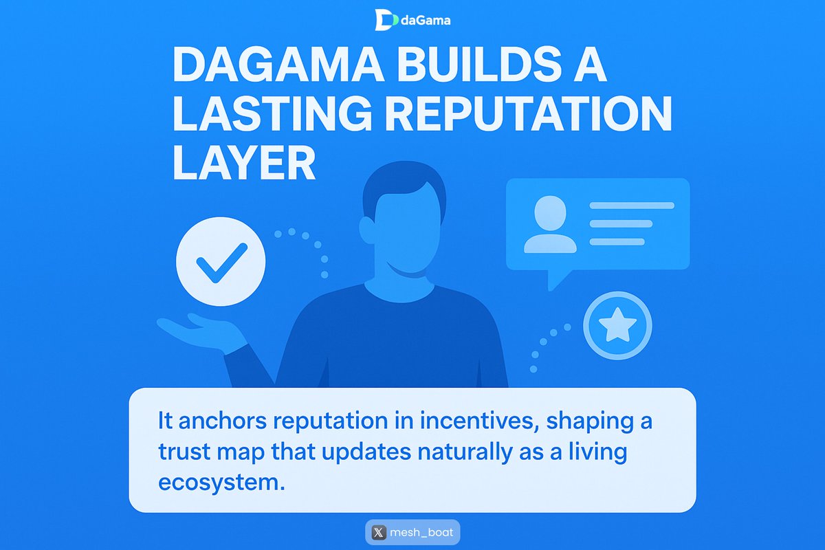 mesh_boat's tweet image. There is a quiet shift happening in how digital platforms understand credibility. Most systems still treat trust as a single moment, a rating, or a snapshot. 

What interests me about @dagama_world is that it refuses to compress human behavior into something that shallow. It…