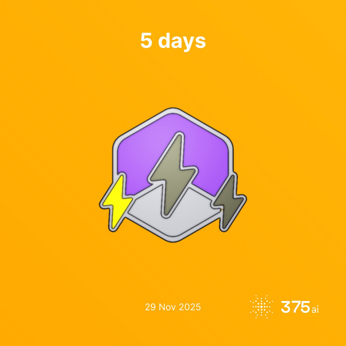 minimie_2's tweet image. I just unlocked the &quot;5 days&quot; achievement in #375go! 🎉

Join me and get a bonus when you sign up!

app.375.ai/auth?invitatio…

#discovergo by @375ai_
