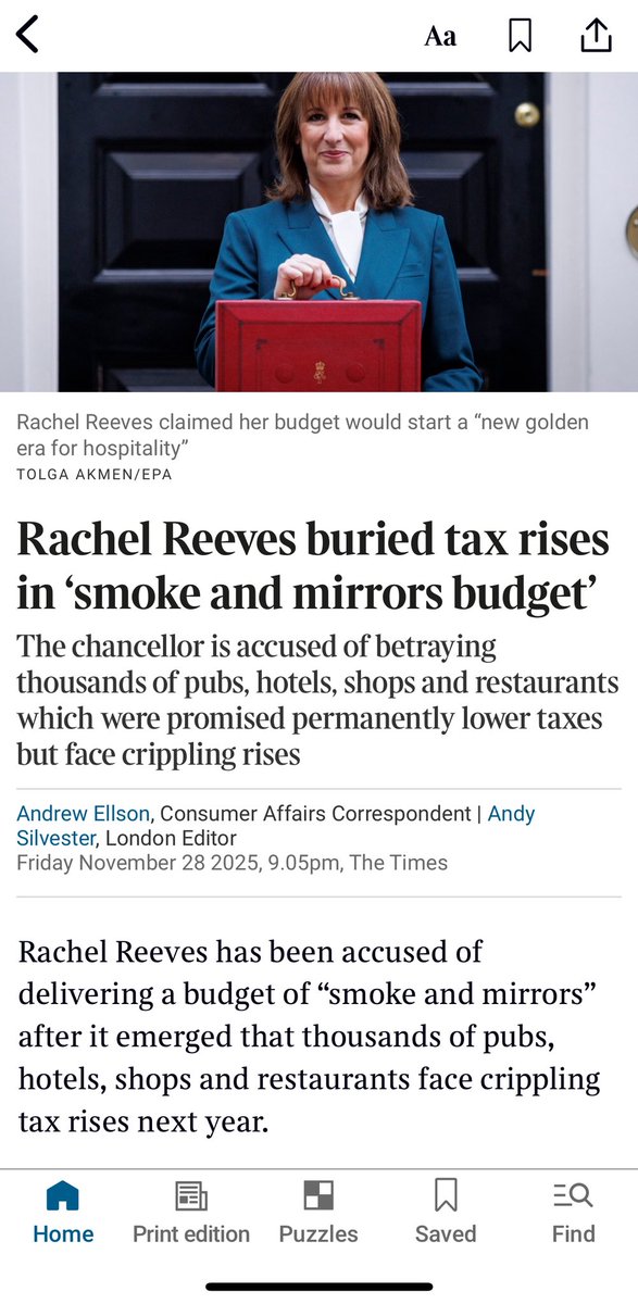 BUSINESS RATES SCANDAL 

Rachel Reeves, Budget speech:

“the lowest rates since 1991, paid for through higher rates on…..warehouses used by online giants”

So here’s the truth behind Labour’s “fairness”:

📦 Online giants → Ave 16% rise
🍺 Your local pub → Ave 66% rise 

Small