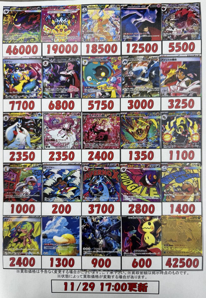 こんにちは🍩 ポケカ新弾『MEGAドリームex』の買取表になります