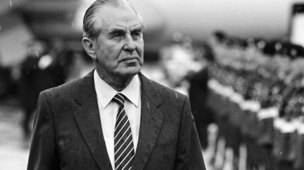 Pictured: Chaim Herzog, an Irish-Israeli Jew born and raised in Ireland, inspecting the guard of honour at Dublin Airport in 1985 during his state visit as Israeli President. An Irish Army band played both the Israeli and Irish national anthems, just like the Irish Jewish