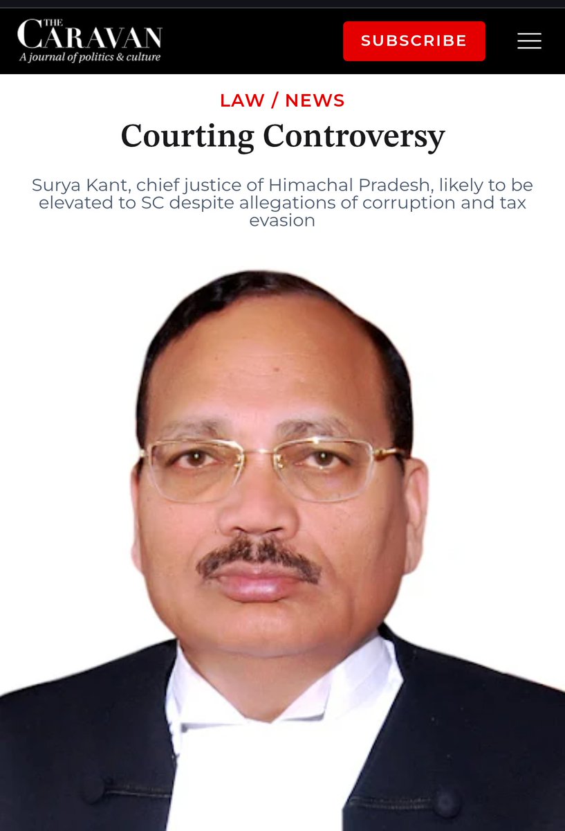 tanmoyofc's tweet image. 𝐈𝐬 𝐈𝐧𝐝𝐢𝐚&apos;𝐬 𝐍𝐞𝐰 𝐂𝐉𝐈 𝐂𝐥𝐞𝐚𝐧?

🚨 Explosive Allegations Against Justice Surya Kant!

• Massive Tax Evasion Scandal
In 2012, accused of dodging taxes on Rs 7.63 crore in Property Deals—Undervaluing Farms, Plots, and Houses in Himachal, Panchkula, Delhi, and…