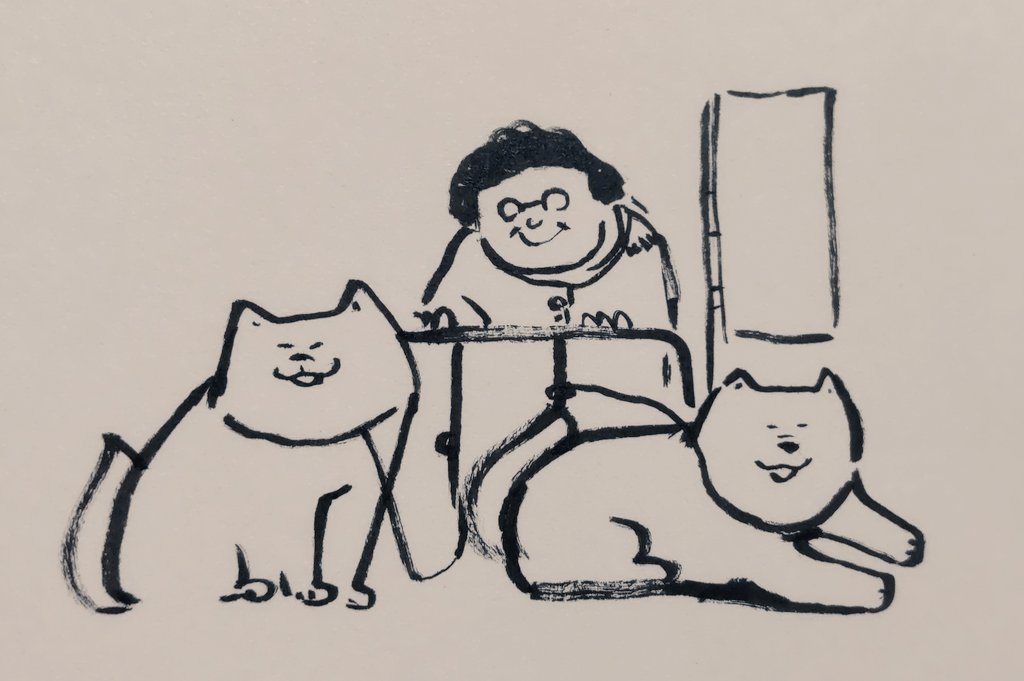 jissunboshi96's tweet image. スーパーの前で飼い主を待つ犬2匹を、通りすがりの人が愛おしそうに見ていた。いい日だった。