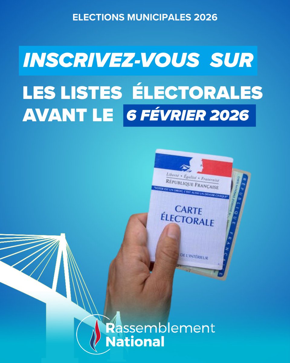 JulioPichon_'s tweet image. 🇫🇷 Chaque voix comptera pour contribuer au changement que des millions de Français attendent. N’oubliez pas : vous pouvez vous inscrire sur les listes électorales jusqu’au 6 février. Le changement n’attend plus !
▶️ service-public.gouv.fr/particuliers/v…

#SaintNazaire #Municipales2026
